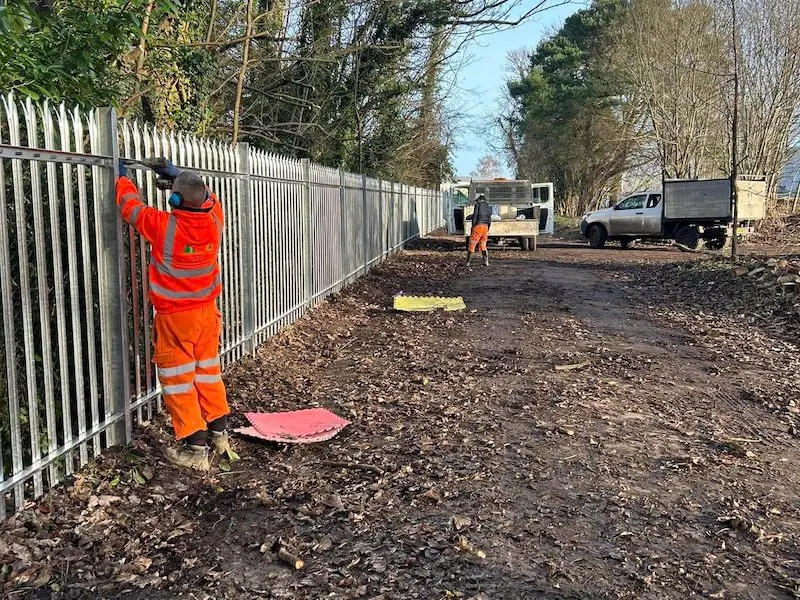 Installing metal security fencing in Kent, a new service added to our ground work offerings.